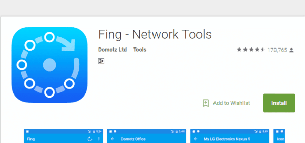 The Fing-Network scanner app