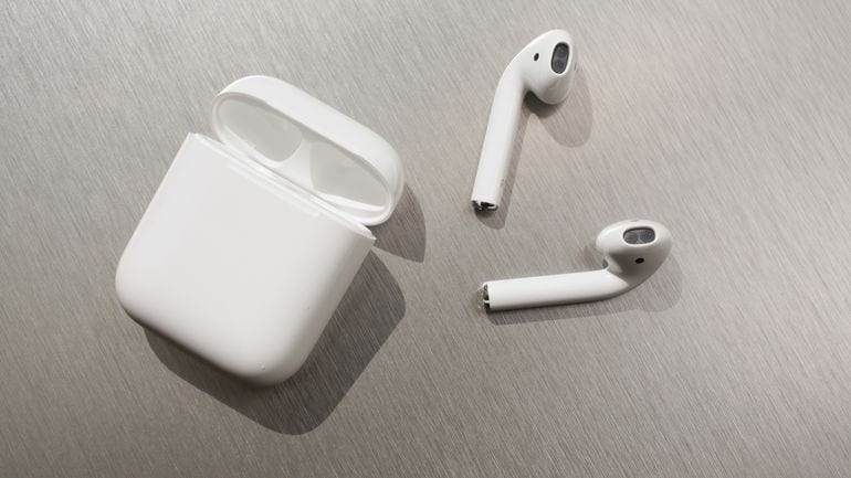 The Airpods and the charging case