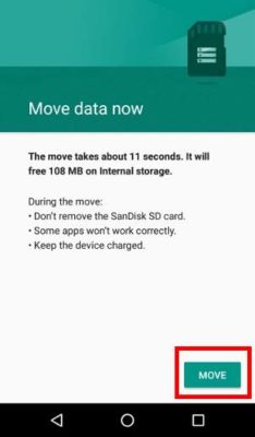 use micro SD card as internal storage in Android Marshmallow 6 move