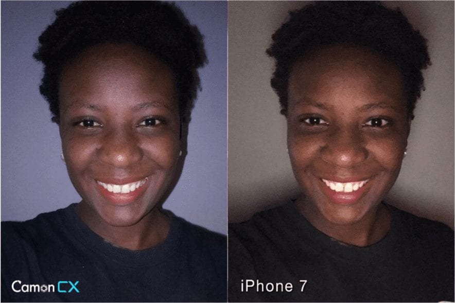 Tecno Camon CX vs iPhone 7 - Selfie Comparison 3