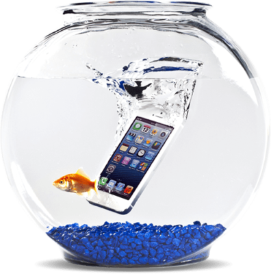 Smartphone drops in water