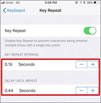Customize Key Repeat Interval for Hardware Keyboard on iPhone