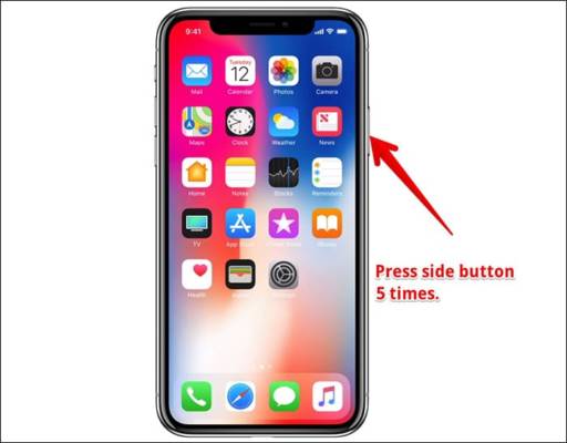 Press Side Button Five Times on iPhone X
