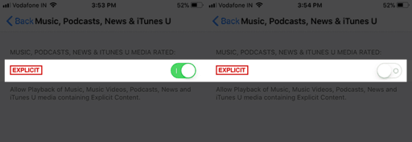 Restrict Explicit Music Videos Podcasts and News on iPhone and iPad