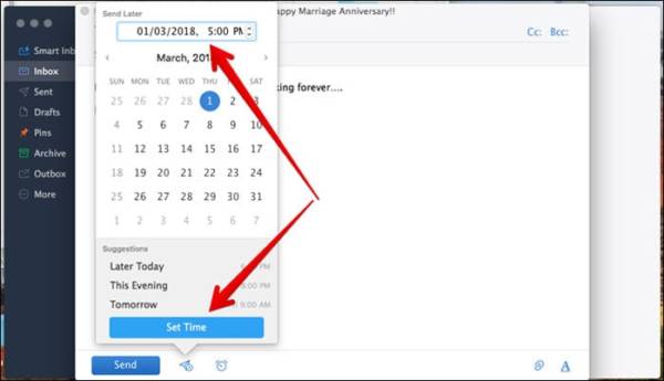 Select preferred date and time click on Set Time on Mac
