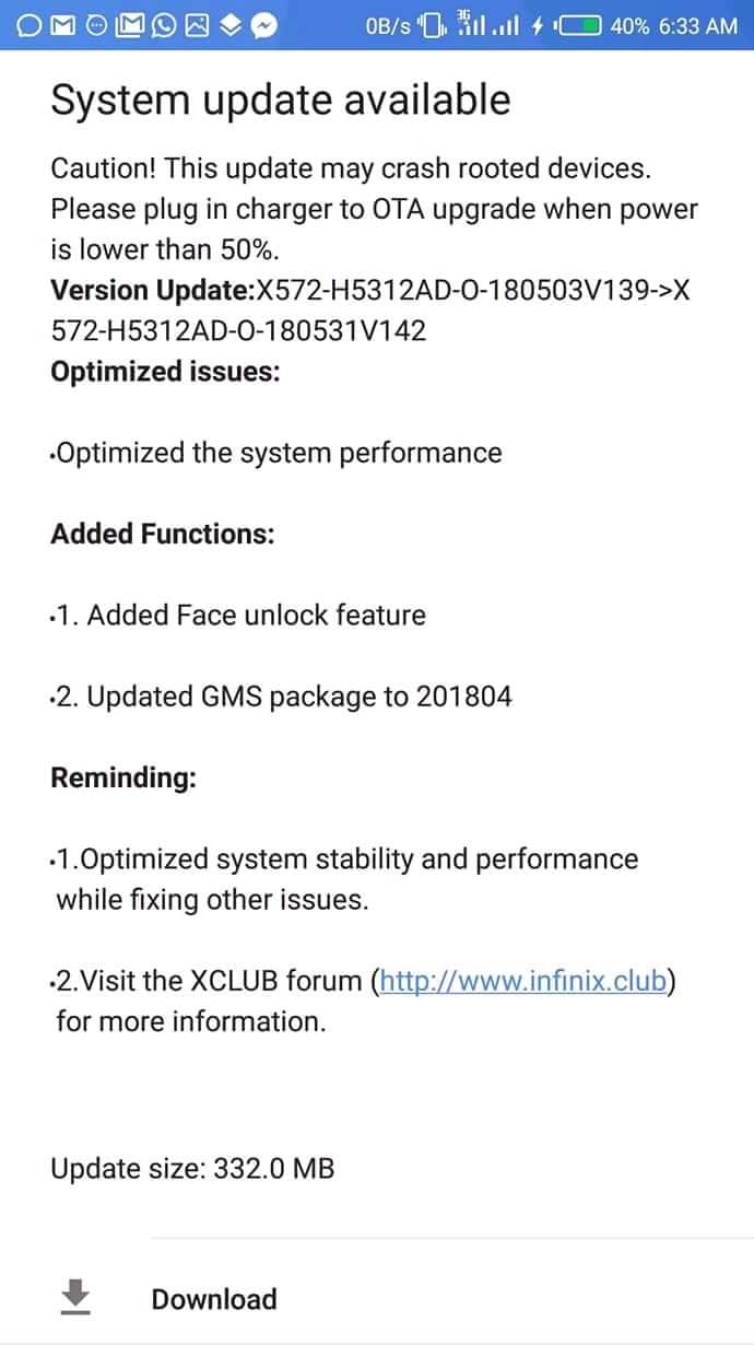 InkedFace unlock feature now in Infinix Note 4 with the new OTA update 2 LI