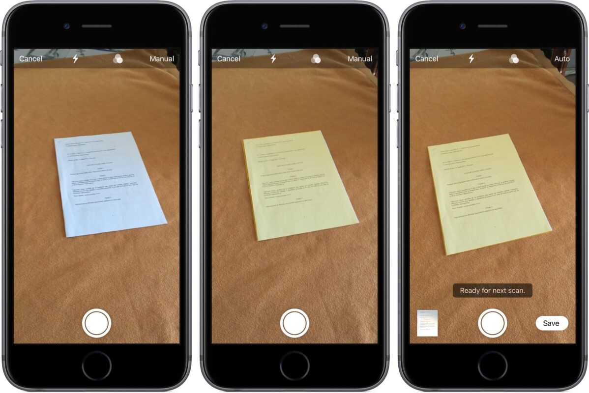 How to iOS 11 Notes scan documents manual shutter mode iPhone screenshot 001