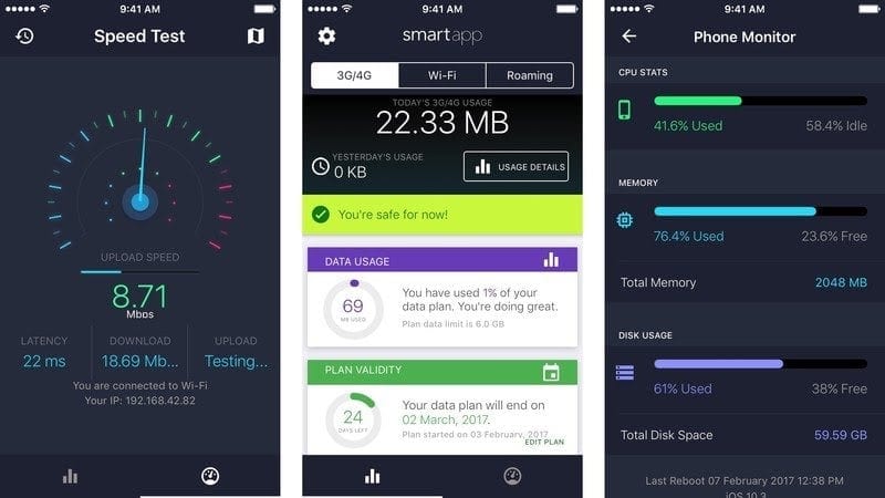 3 advanced data usage tracker iphone screenshot