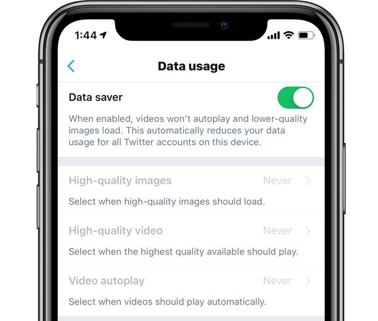 twitter iphone data saver
