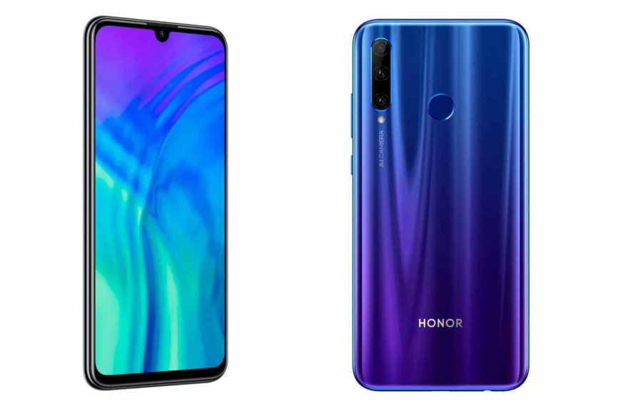 Honor 20 Lite front angled double blue