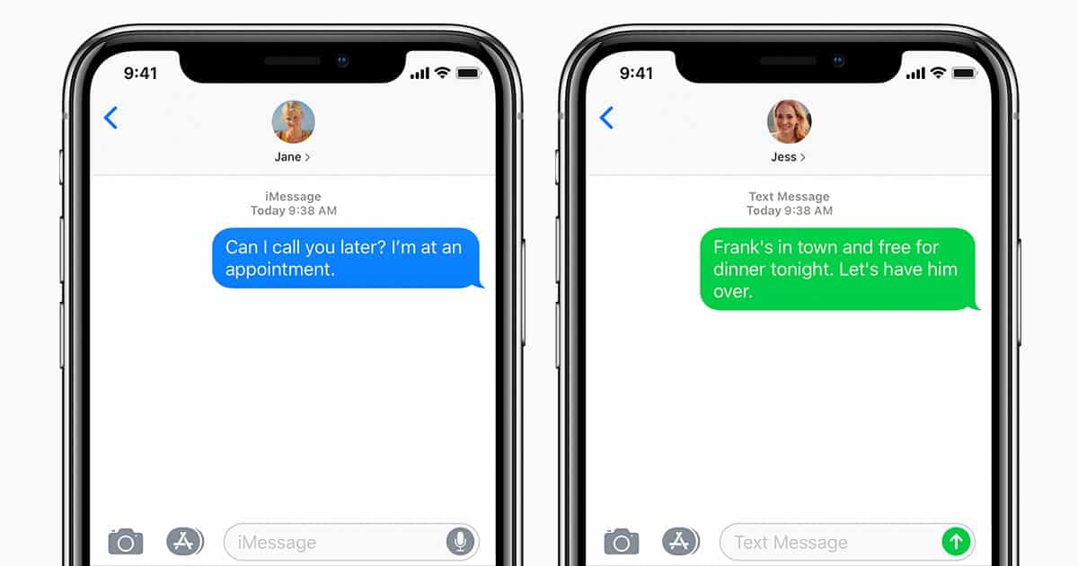 ios12 iphone x messages imessage mms sms text social card