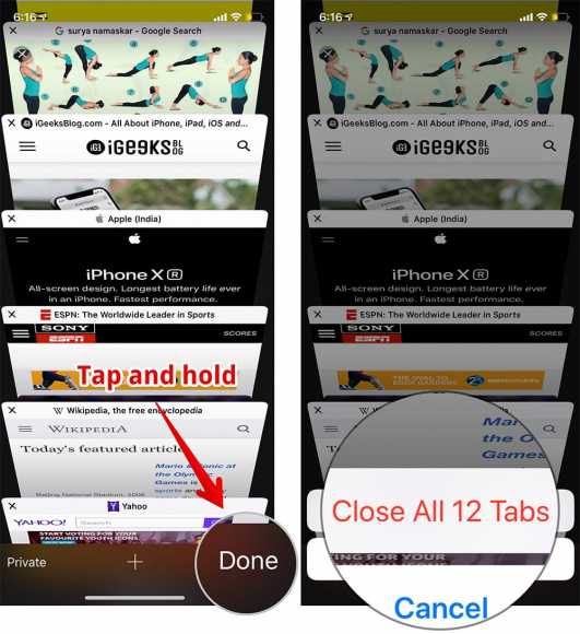 Close All Tabs in Safari on iPhone or iPad