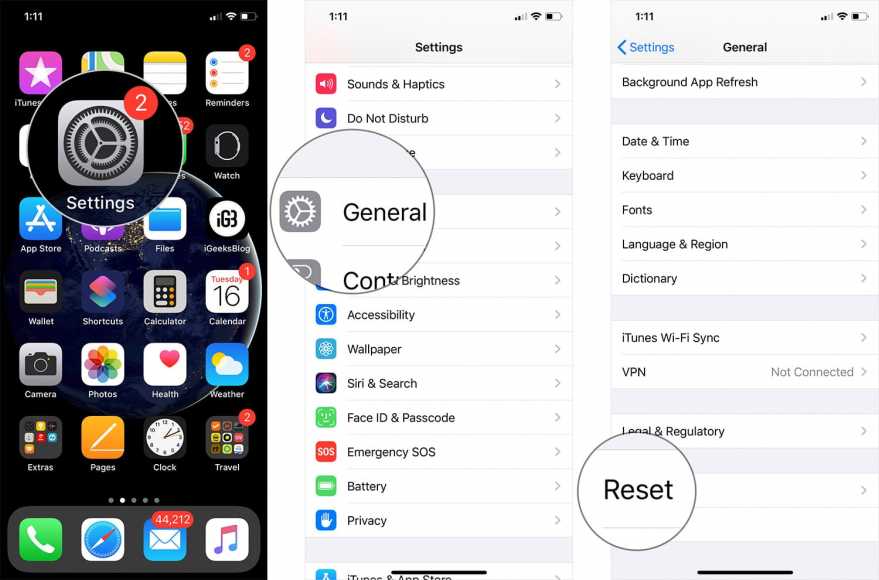 Tap on Settings General Reset on iPhone or iPad