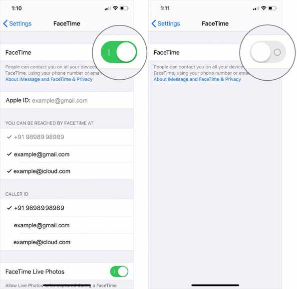 Toggle FaceTime Settings on iPhone