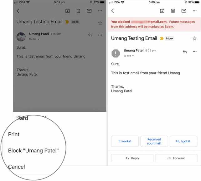 Block Someone in Gmail on iPhone iPad and Android