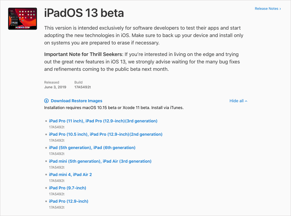 Download iPadOS Developer Beta