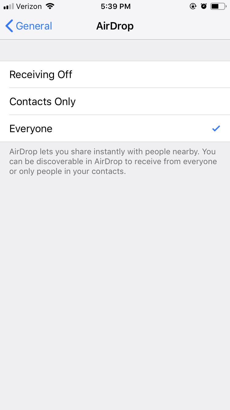 AirDrop Files iPhone
