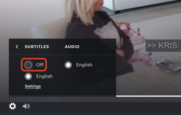 Disable Subtitles Hulu