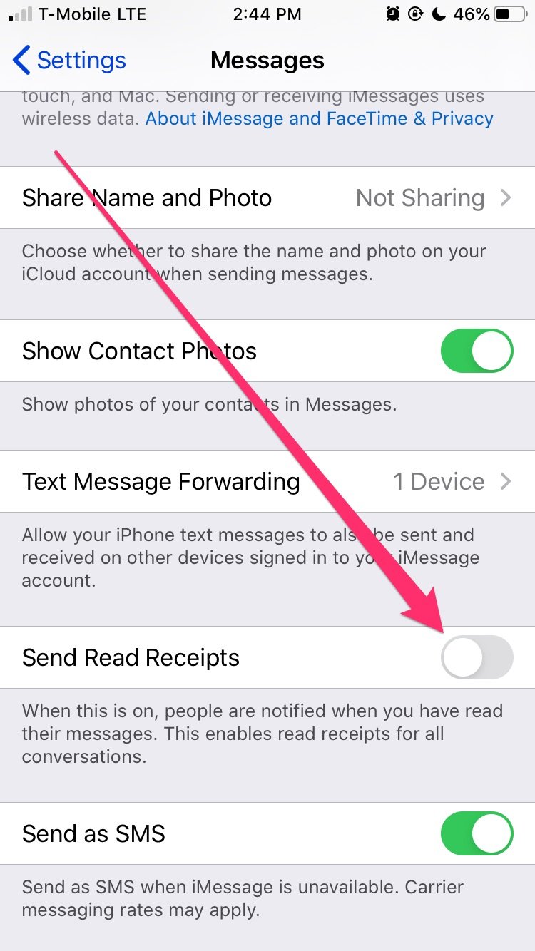 Disable Read Receipts iPhone