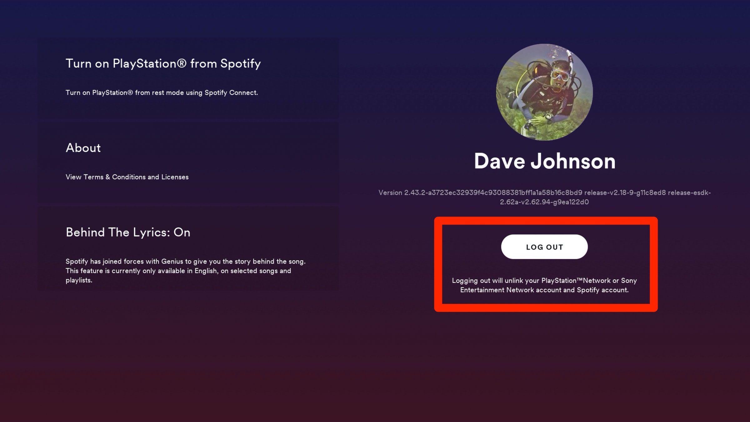 Unlink Spotify Account PS4