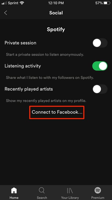 Connect Your Spotify Account To Facebook