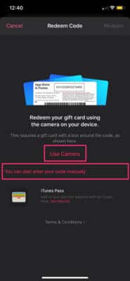 Use iTunes Gift Card
