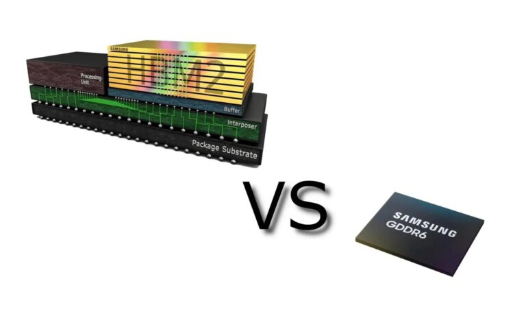 difference between gddr6 and hbm2 memory scaled