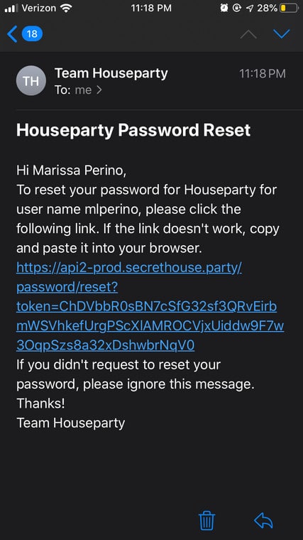 Change Password Houseparty