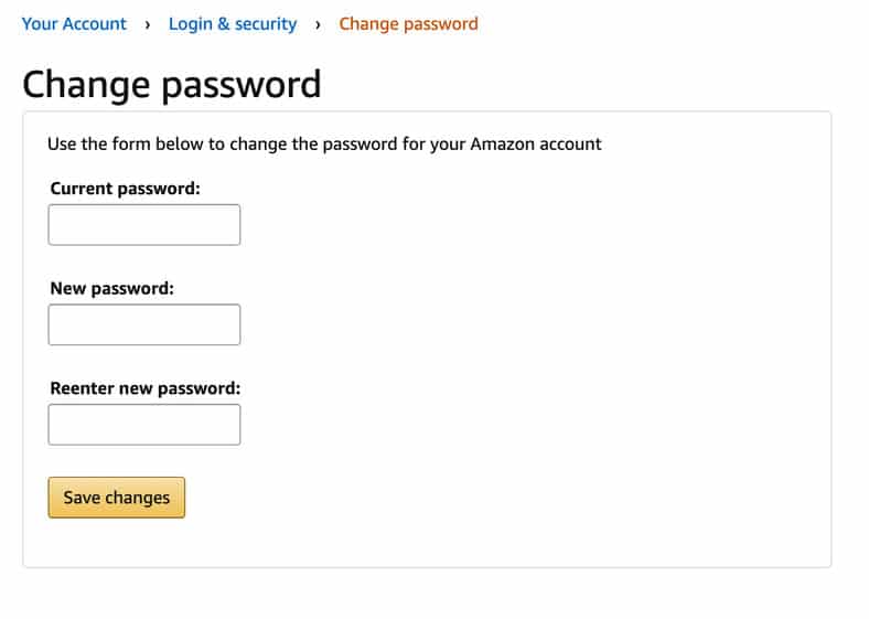 Change Amazon Account Password