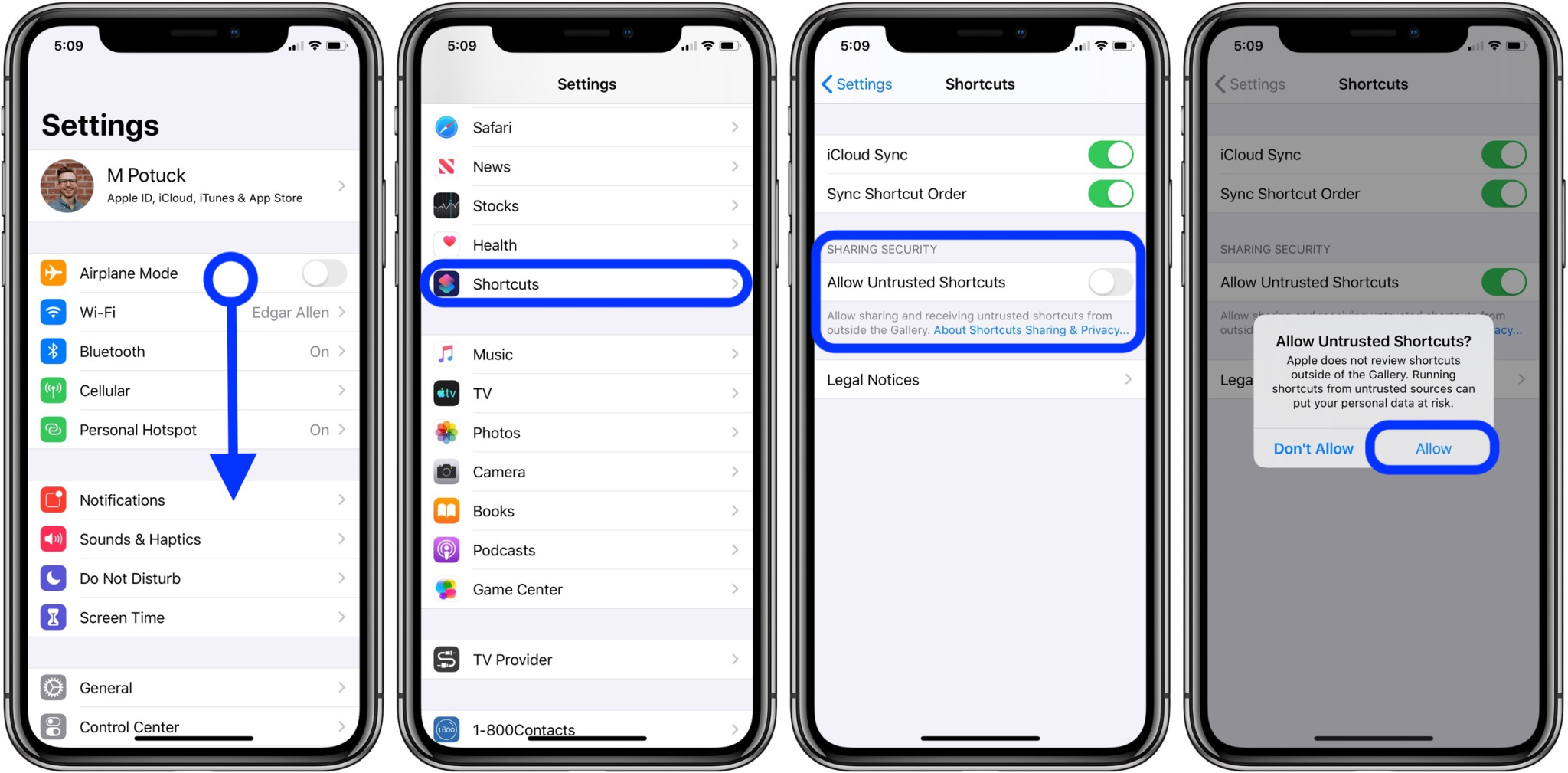 How To Allow Untrusted Shortcuts Ios 13