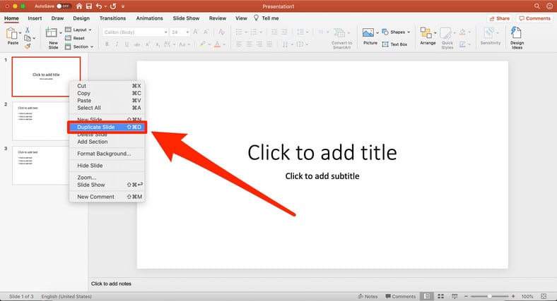 Copy Duplicate PowerPoint Slide