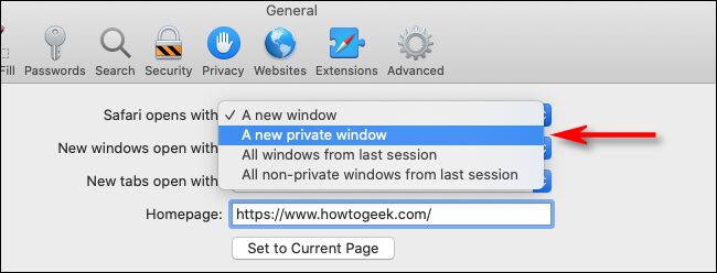 Select New Private Window