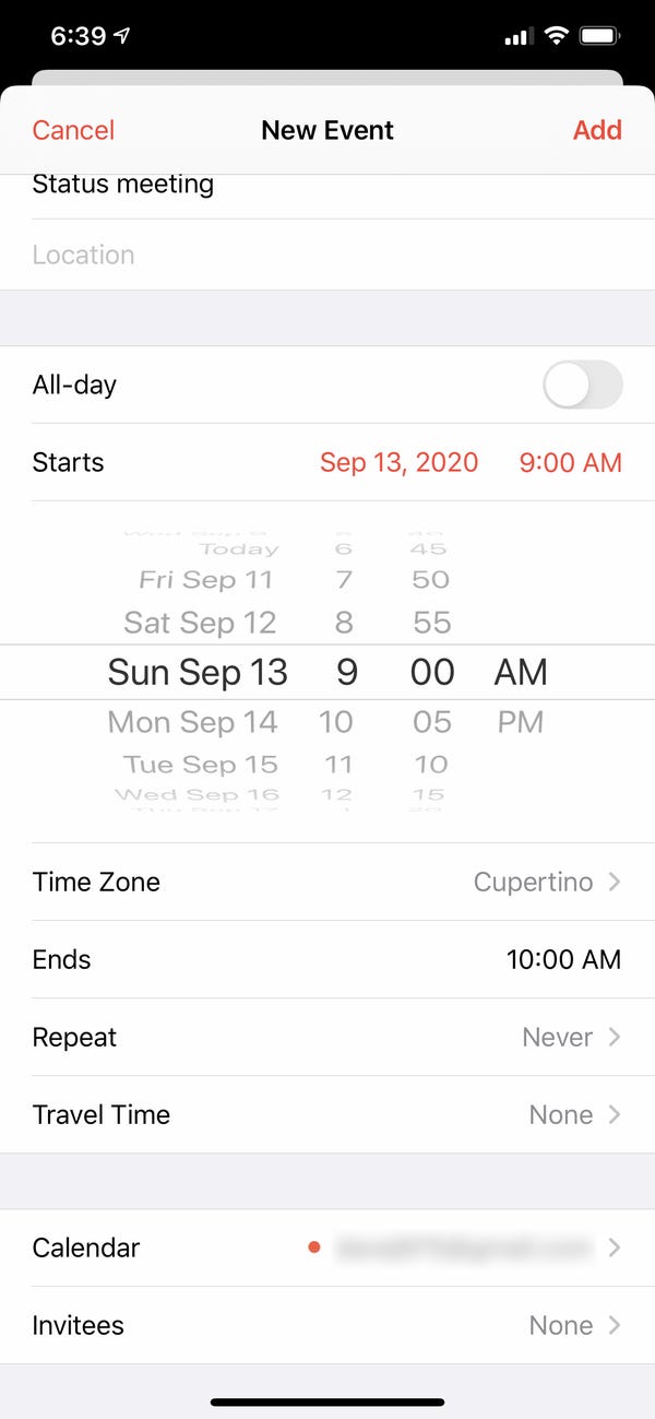 Add Events iPhone Calendar