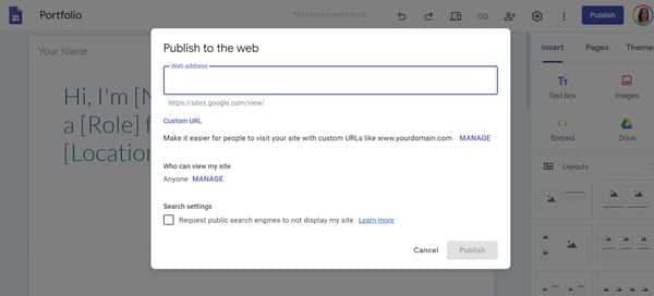 Create Google Site Publish Custom Website