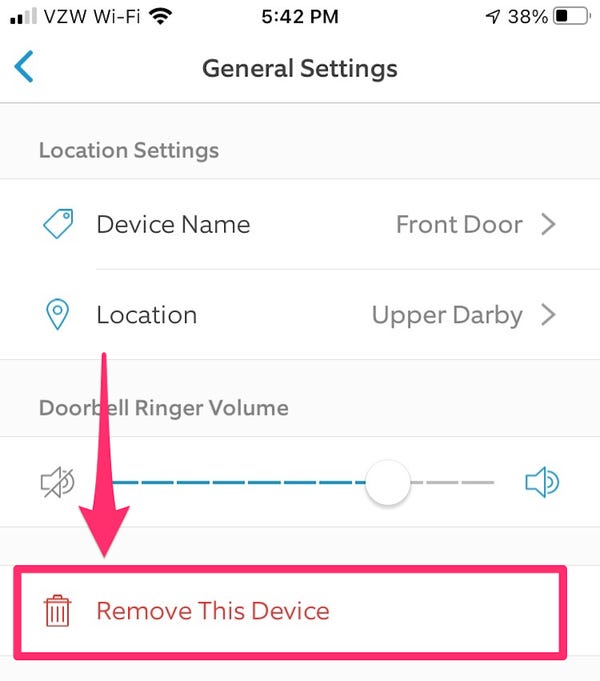 Reset Ring Doorbell Account