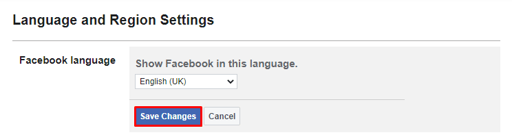 Change Default Language Facebook