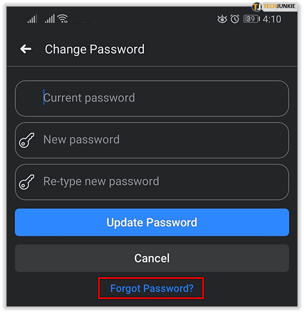 Reset Facebook App Password Android