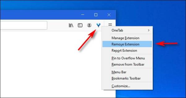 firefox remove extension toolbar