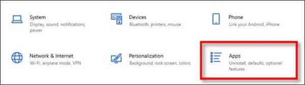 Windows Settings Click Apps