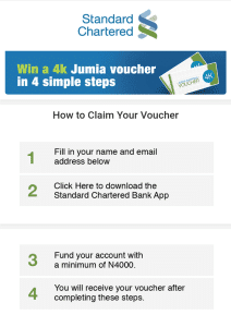 Get Standard Chartered 4k Jumia Voucher 