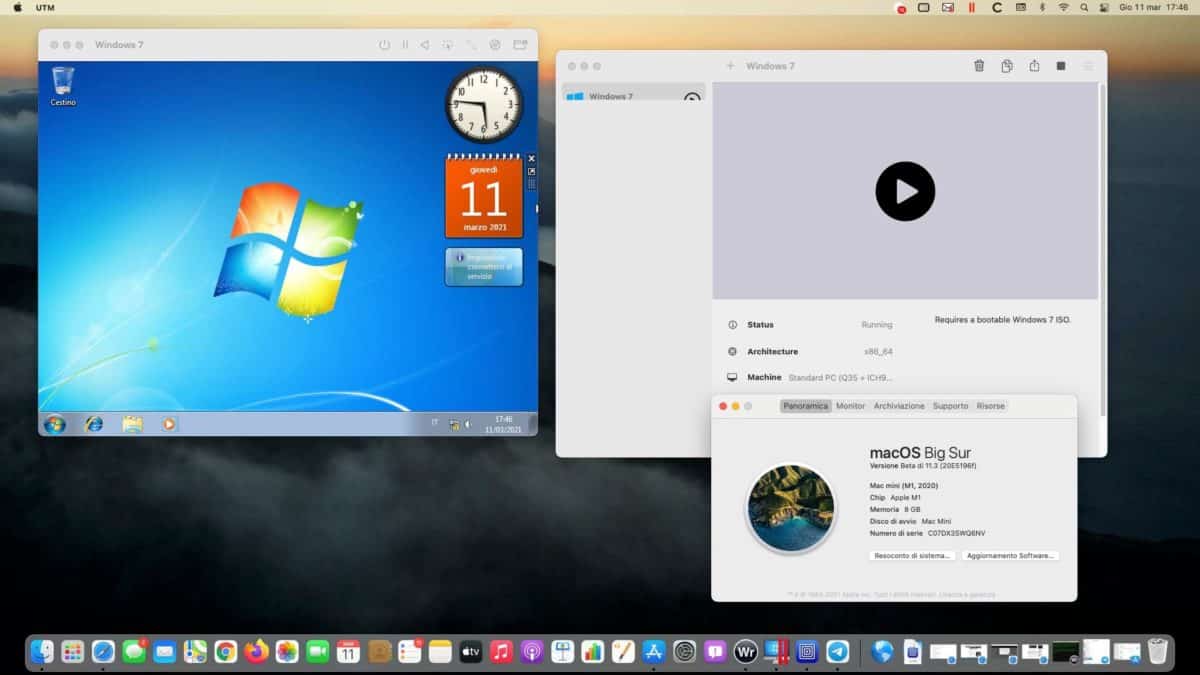 Windows 7 Running In A Window On A Mac Mini With M1