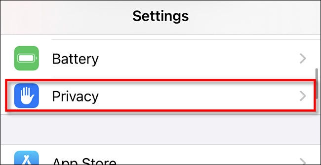 Apple Settings Tap Privacy