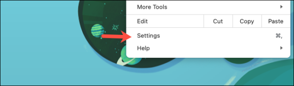 Google Chrome Settings Option