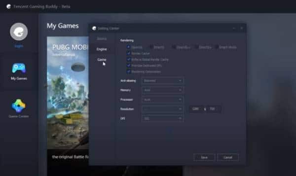 Settings Center Click Engine Select Enginechoose Between Opengl And Directx