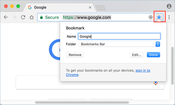 Adding Bookmark From Chrome Address Bar