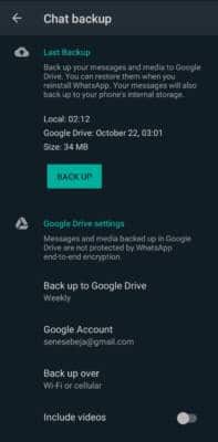 Android Whatsapp Backup