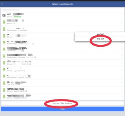 Facebook Linked Devices Screenshot