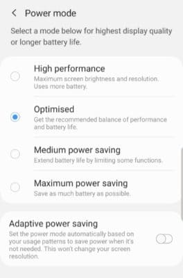 Power Saving Mode on Samsung Galaxy Fold 2 5G