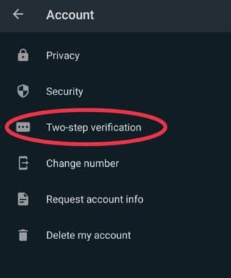 Whatsapp Two Step Verification Settings