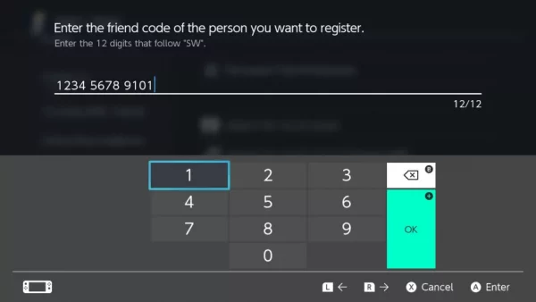 Enter The 12 Digit Friend Code And Then Select Ok